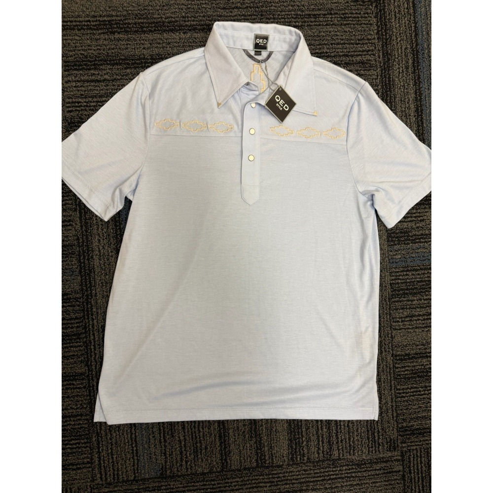 QED Style Light Blue Pearl Snap Polo - Size Medium NWT